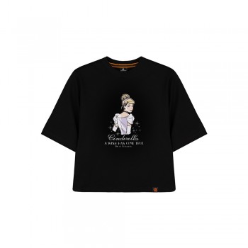 Disney Princess Series: Cinderella Women Tee (Black, Size M)