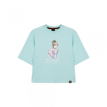 Disney Princess Series: Cinderella Women Tee (Blue, Size XL)