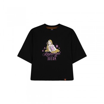 Disney Princess Series: Rapunzel Women Tee (Black, Size S)